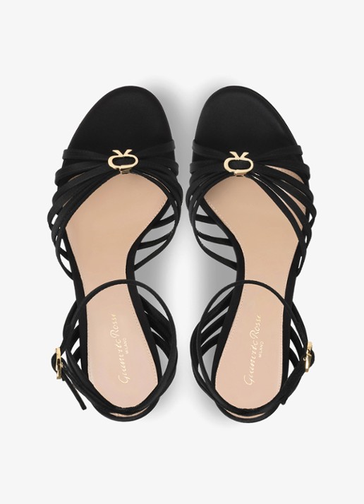 Gianvito Rossi Rita sandalette van satijn - detail 4 zwart