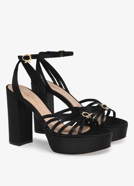 Gianvito Rossi Rita sandalette van satijn - voorkant 3 zwart