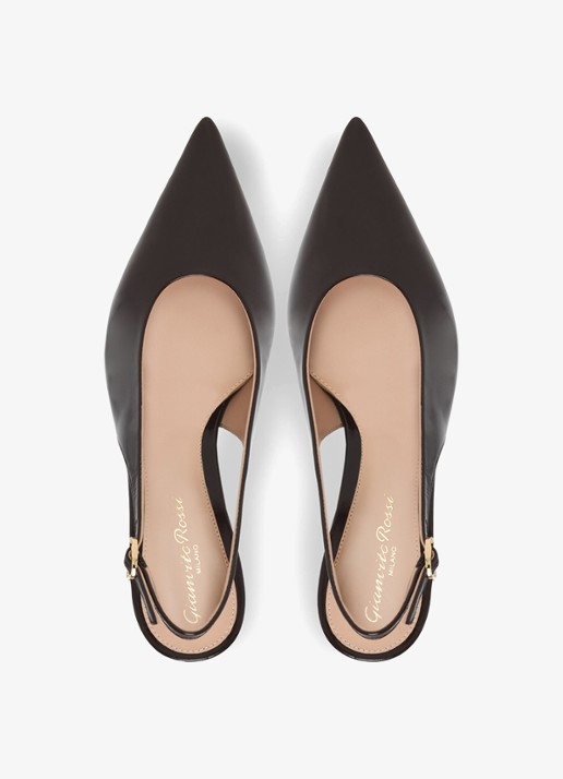 Gianvito Rossi Robbie Sling 55 slingback van lakleer - detail 2 zwart