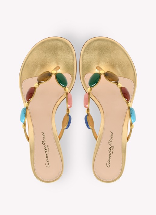Gianvito Rossi Shanti muiltje van suède en leren details - achterkant 2 goud