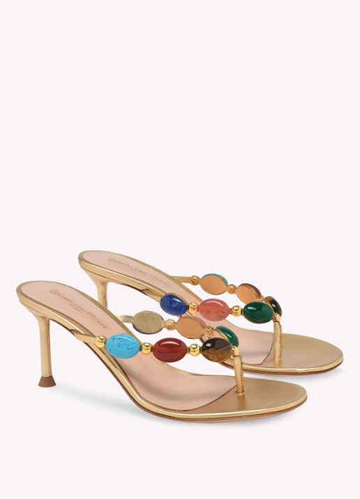 Gianvito Rossi Shanti muiltje van suède en leren details - voorkant 4 goud