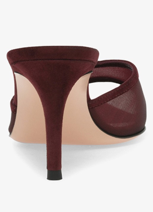 Gianvito Rossi Sienna 70 muiltje van suède - achterkant donkerrood