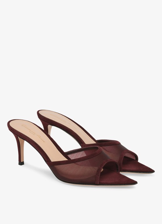 Gianvito Rossi Sienna 70 muiltje van suède - voorkant 4 donkerrood