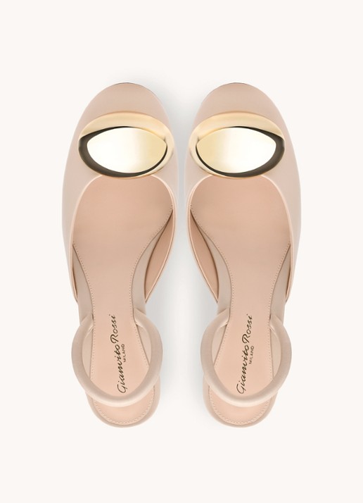Gianvito Rossi Sphera 45 slingback van lamsleer - achterkant creme
