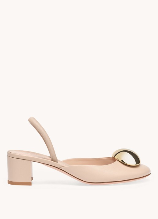 Gianvito Rossi Sphera 45 slingback van lamsleer - voorkant 3 creme