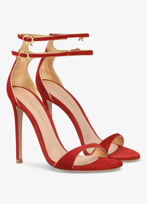 Gianvito Rossi Victorine sandalette van suède - voorkant 2 rood