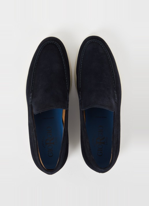 Giorgio Basic slip-on van suède - detail 5 donkerblauw