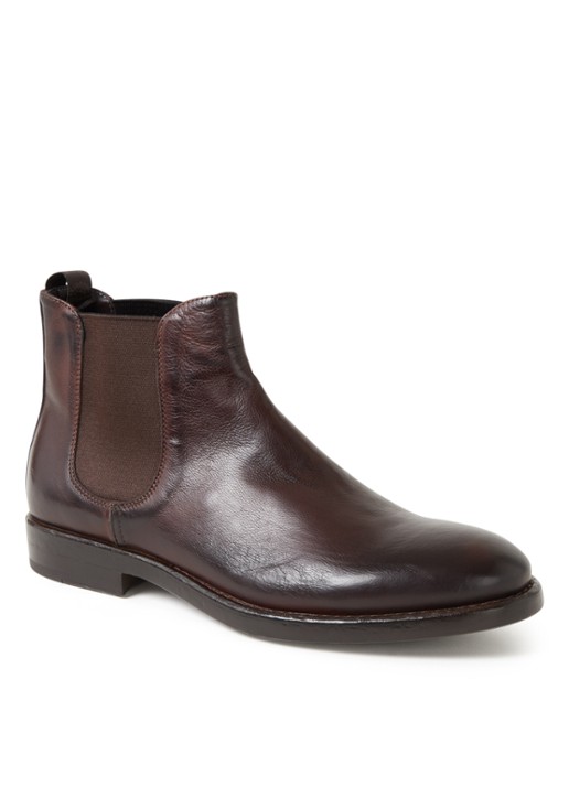 Giorgio Chelsea boot van leer - voorkant donkerbruin