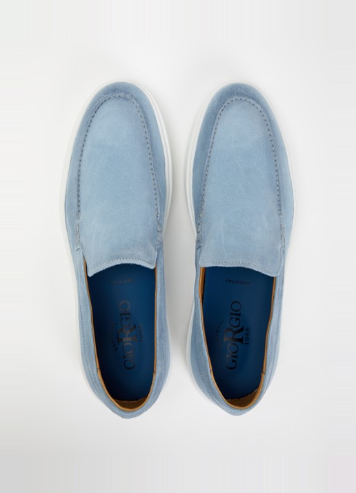 Giorgio Clean Cup slip-on van suède - detail 2 lichtblauw