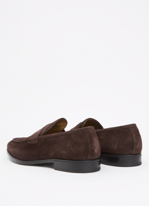 Giorgio Penny loafer van suède - achterkant 6 donkerbruin