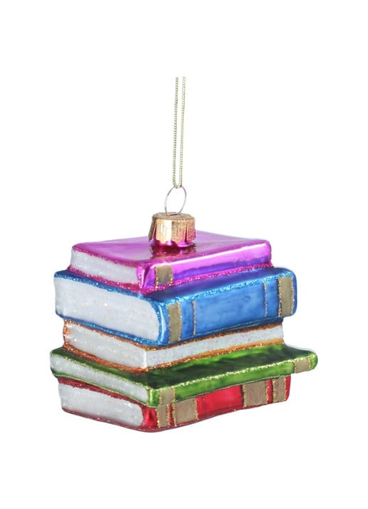 Gisela Graham Boekenstapel kersthanger 6,5 cm