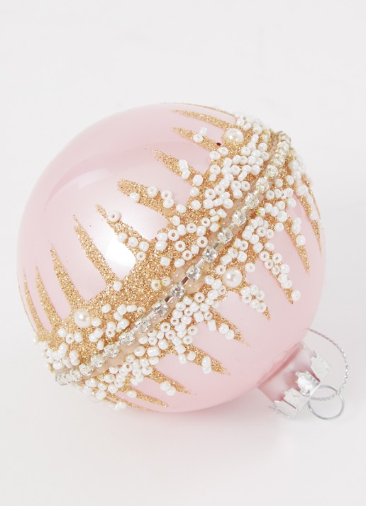 Gisela Graham Crush kerstbal 9 cm - detail roze