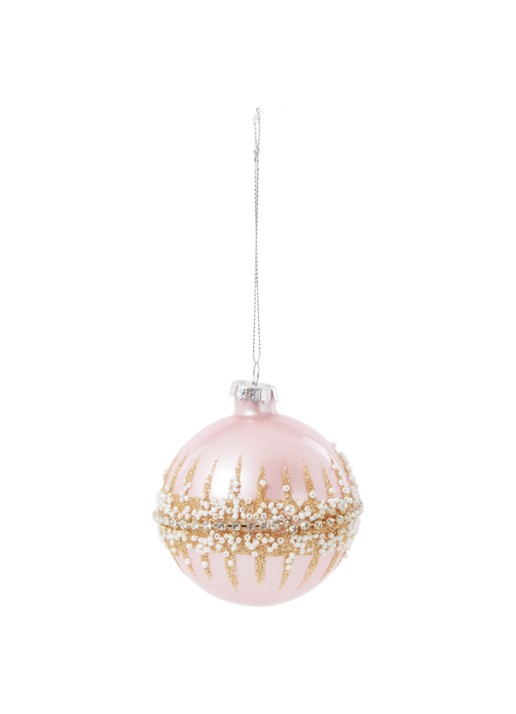 Gisela Graham Crush kerstbal 9 cm - voorkant 2 roze