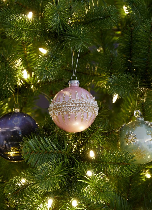 Gisela Graham Crush kerstbal 9 cm - voorkant 3 roze