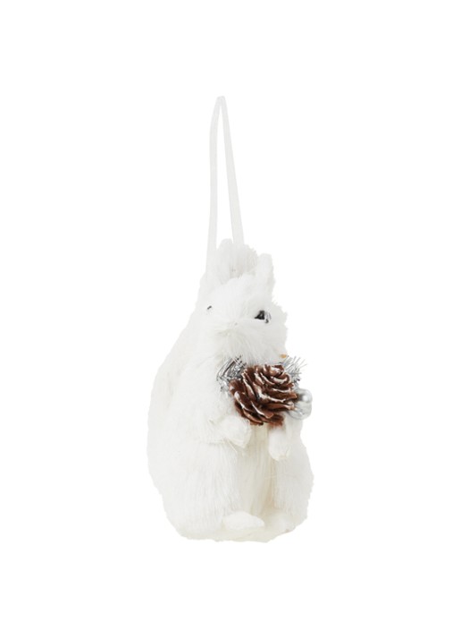 Gisela Graham Eekhoorn kersthanger 11 cm - voorkant wit