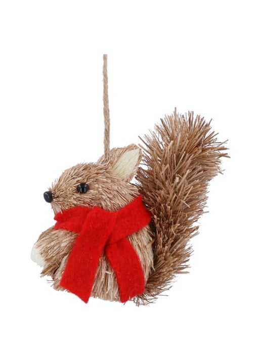 Gisela Graham Eekhoorn met Rode Sjaal kersthanger 13 cm