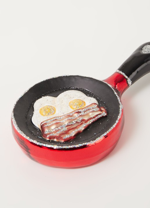 Gisela Graham Frying Pan met Bacon/Eggs kersthanger 14 cm - detail 3 steenrood