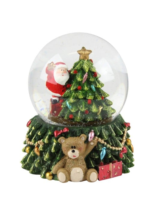 Gisela Graham Kerstman met Kerstboom sneeuwbol 8,5 cm