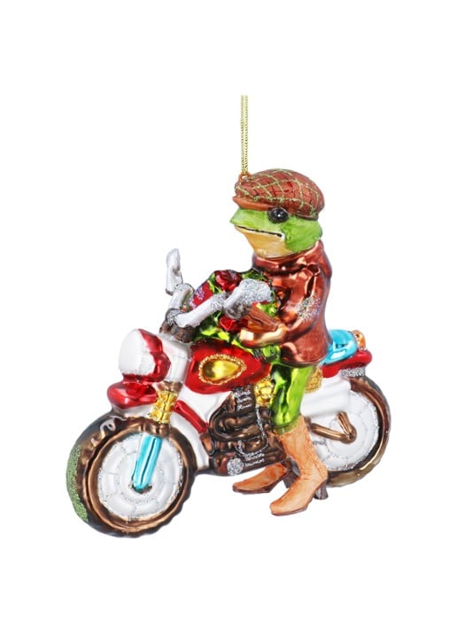 Gisela Graham Kikker op Motorfiets kersthanger 12 cm
