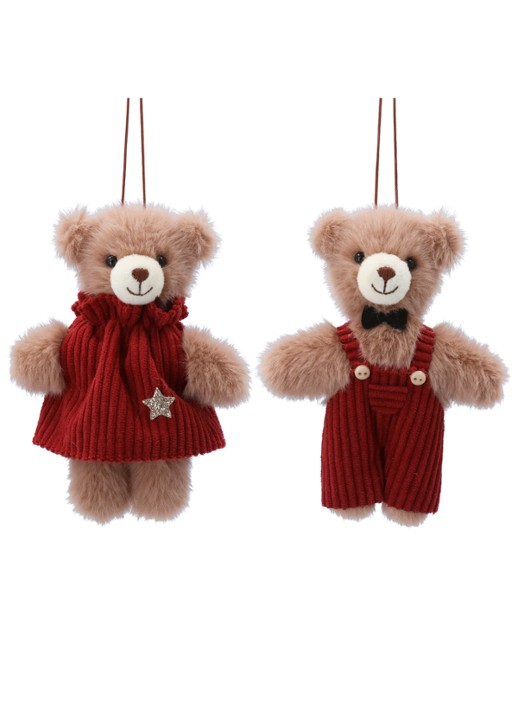 Gisela Graham Mr. & Mrs Teddy kersthanger 12 cm set van 2