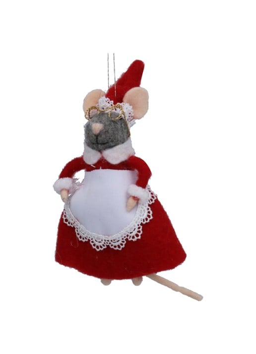 Gisela Graham Mrs. Christmas Muis kersthanger 15 cm