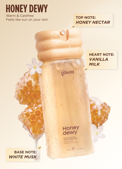 Gisou Honey Infused Hair and Body Mist  - haar- en bodymist - voorkant 2 mist honeydew