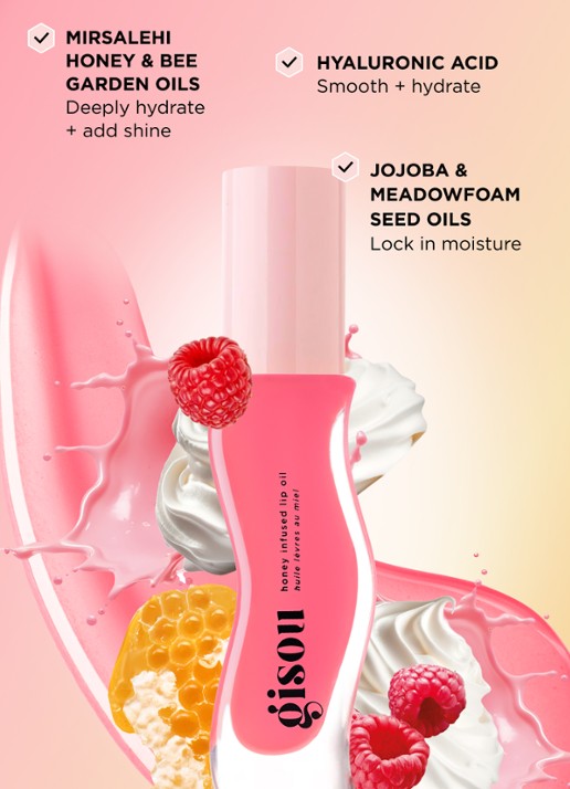 Gisou Honey Infused Lip Oil - lipolie - detail 5 raspberry swirl
