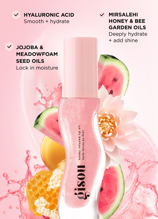 Gisou Honey Infused Lip Oil - lipolie - detail 4 watermelon