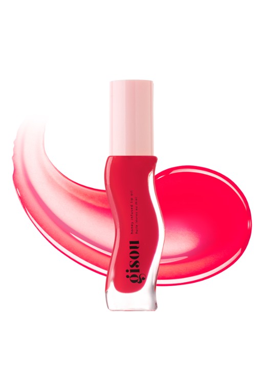 Gisou Honey Infused Lip Oil - lipolie - voorkant 2 strawberry sorbet