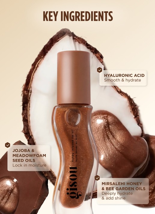 Gisou Honey Infused Lip Oil - lipolie - detail 4 coco cacao