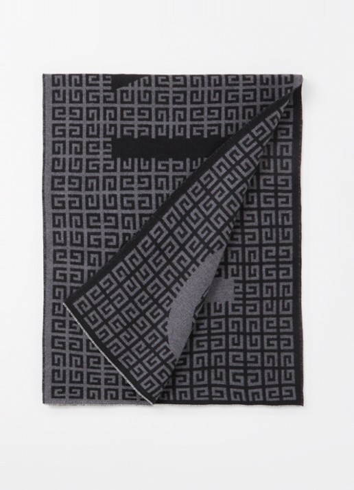 Givenchy 4G sjaal in zijdeblend met logoprint 175 x 35 cm  - voorkant 2 zwart