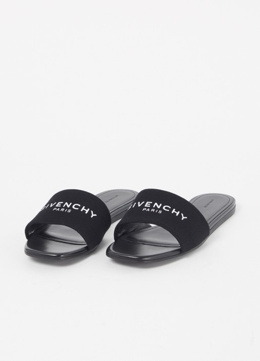 Givenchy 4G slipper van canvas met logo - detail zwart