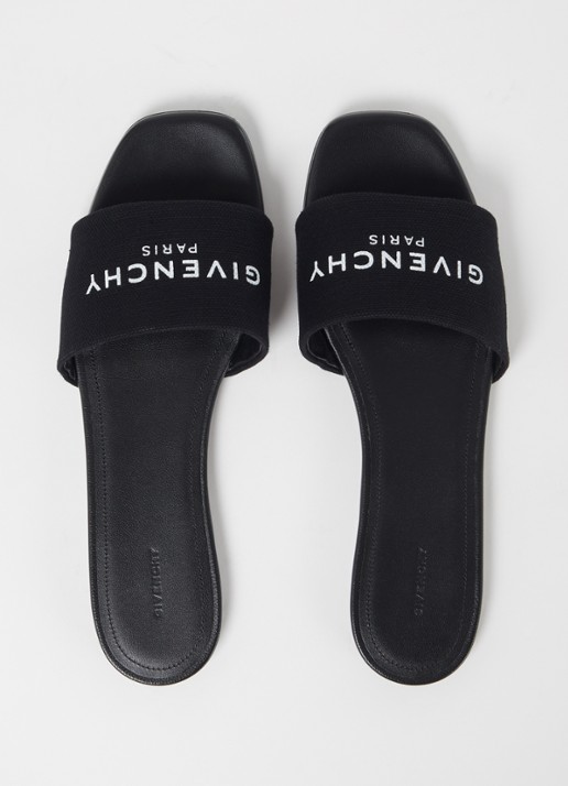 Givenchy 4G slipper van canvas met logo - detail 3 zwart