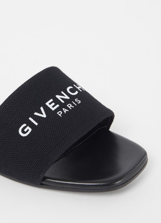 Givenchy 4G slipper van canvas met logo - detail 5 zwart