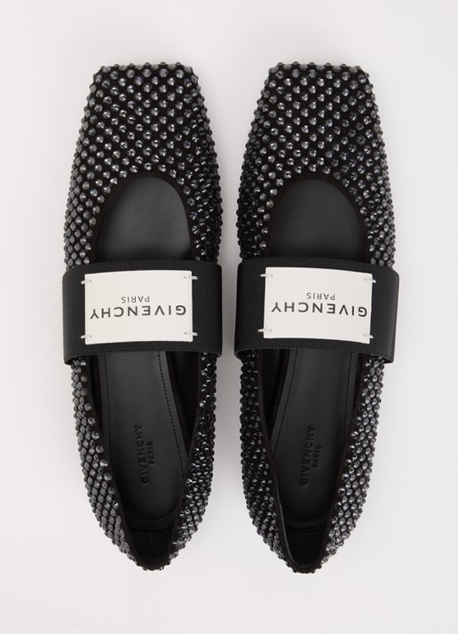 Givenchy Ballerina met strass en logo - detail 3 zwart