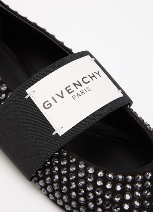 Givenchy Ballerina met strass en logo - detail 5 zwart