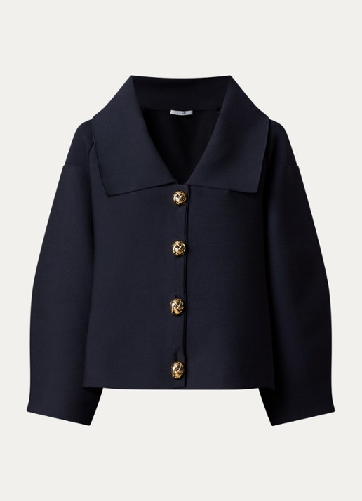 Givenchy Cocoon jack met ballonmouw - voorkant 5 zwart