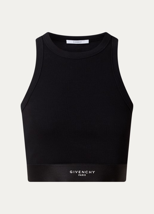 Givenchy Cropped tanktop met logoband - voorkant zwart