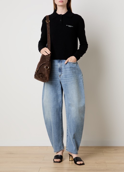 Givenchy Fijngebreide polo in kasjmierblend - voorkant 2 zwart