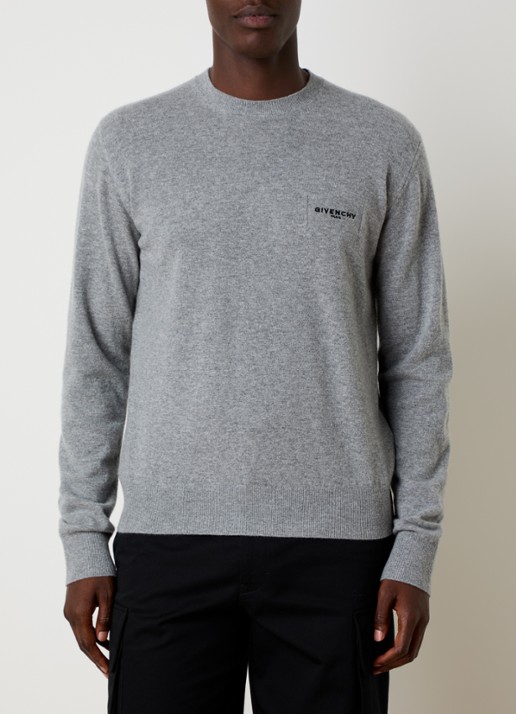 Givenchy Fijngebreide trui in kasjmierblend met gemêleerd dessin en logoborduring