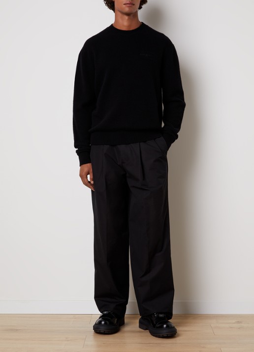 Givenchy Grofgebreide trui in kasjmierblend met logo - voorkant 5 zwart