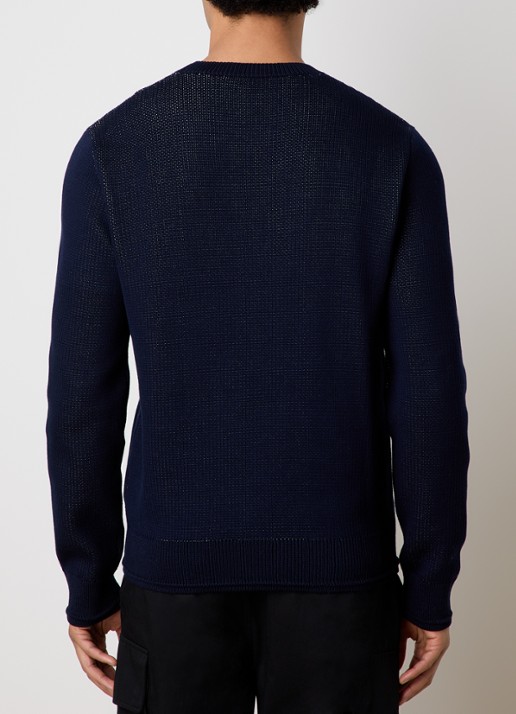 Givenchy Grofgebreide trui met logoborduring - achterkant 5 donkerblauw