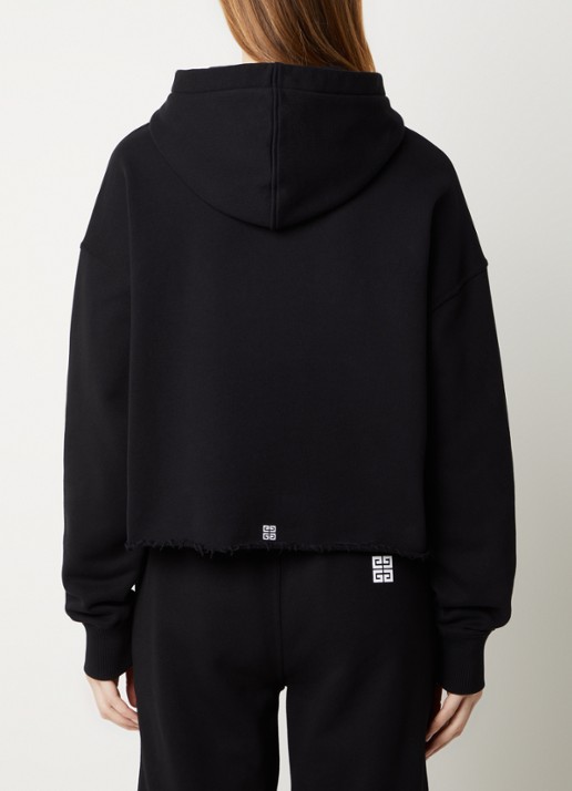 Givenchy Hoodie met logoprint en gerafelde zoom - achterkant zwart