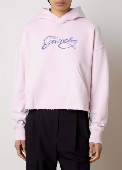 Givenchy Hoodie met logoprint en gerafelde zoom - detail 4 lichtroze