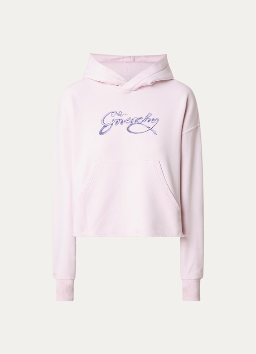 Givenchy Hoodie met logoprint en gerafelde zoom - voorkant 2 lichtroze