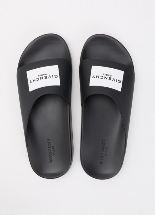 Givenchy Label Slide slipper met logo - detail 3 zwart