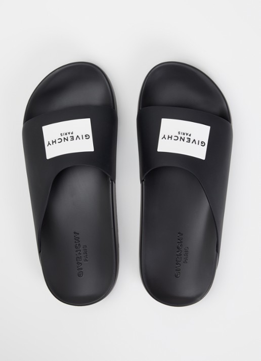 Givenchy Label Slide slipper met logo - detail 4 zwart