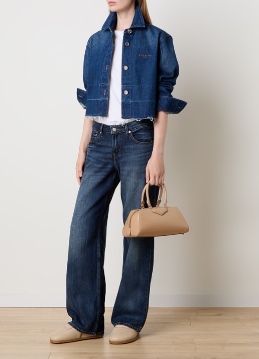 Givenchy Mini Antigona East-West handtas van kalfsleer met afneembare schouderriem - voorkant 2 beige