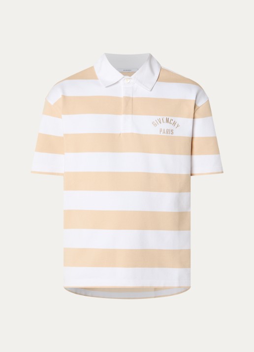 Givenchy Polo met logo en streepprint - voorkant beige
