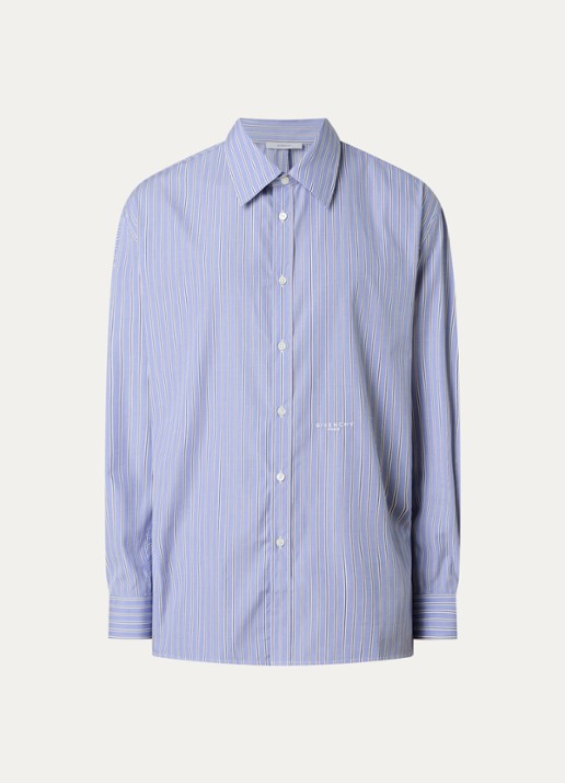 Givenchy Regular fit overhemd met streepprint - voorkant 2 donkerblauw